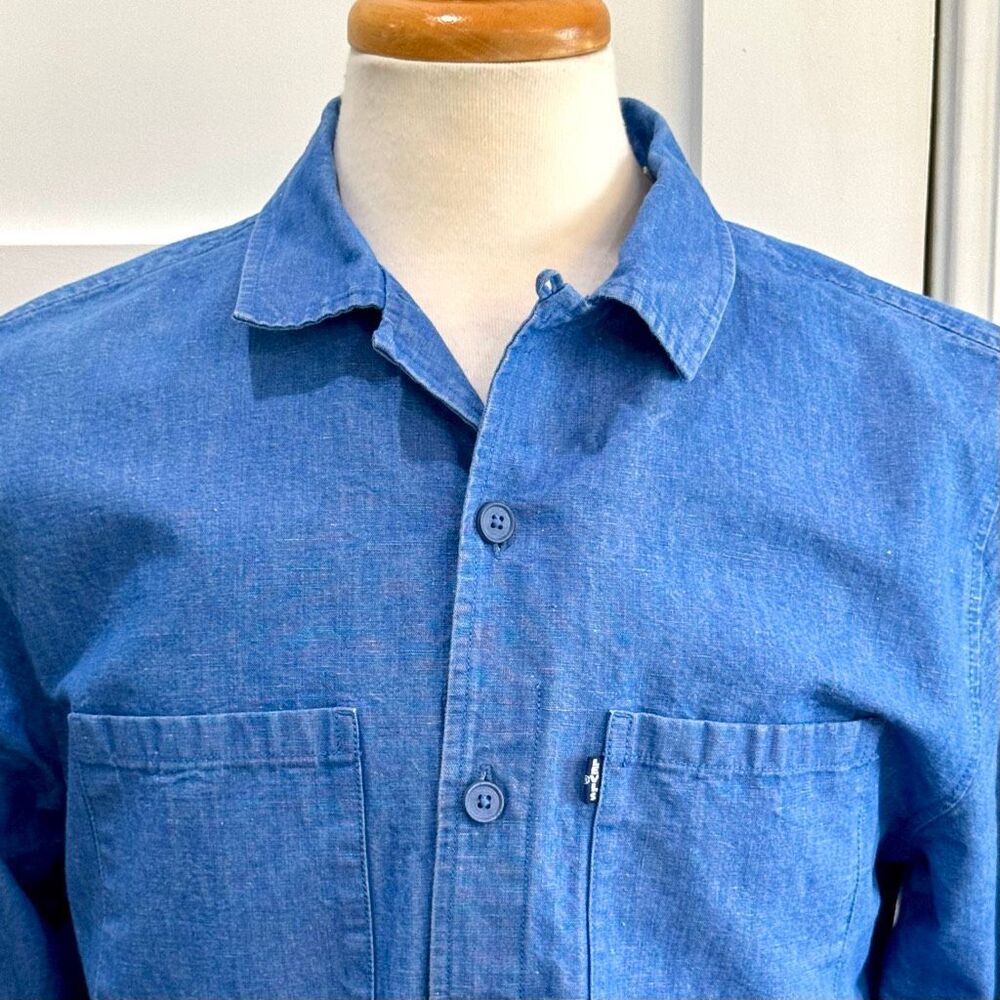 Levi’s Made and Crafted Big “E” Japanese Heavy Denim Shirt. Blue. Size Small.